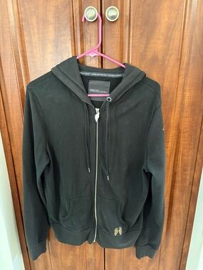 VICTORIA SECRET SUPERMODEL ESSENTIALS BLACK LONG SLEEVE HOODIE GOLD BLING SIZE L